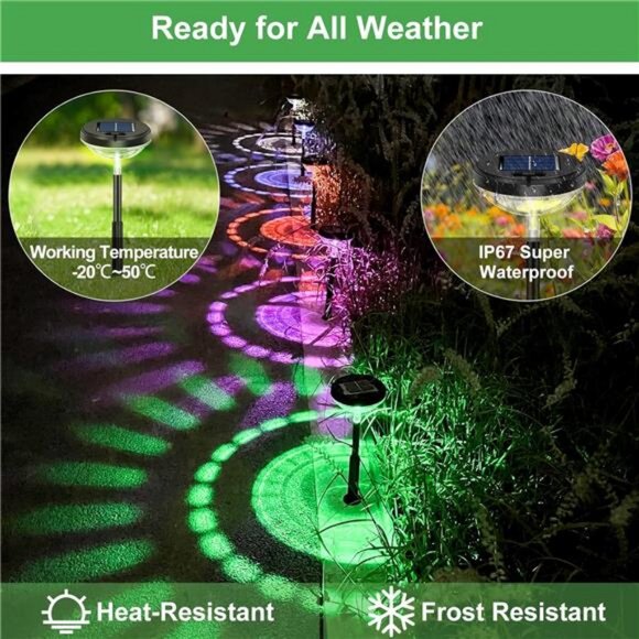 Bright Solar Pathway Lights 6 Pack,Color Changing+Warm White LED Solar Lights - Picture 5 of 7